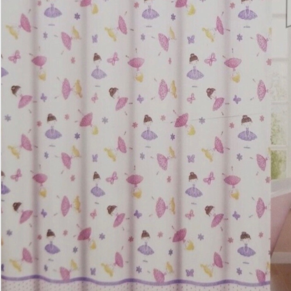 Authentic Kids Fairy Ballerina Fabric Shower Curtain 72" x 72" NEW